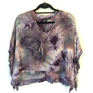 Purple grayish tie-dye crop top